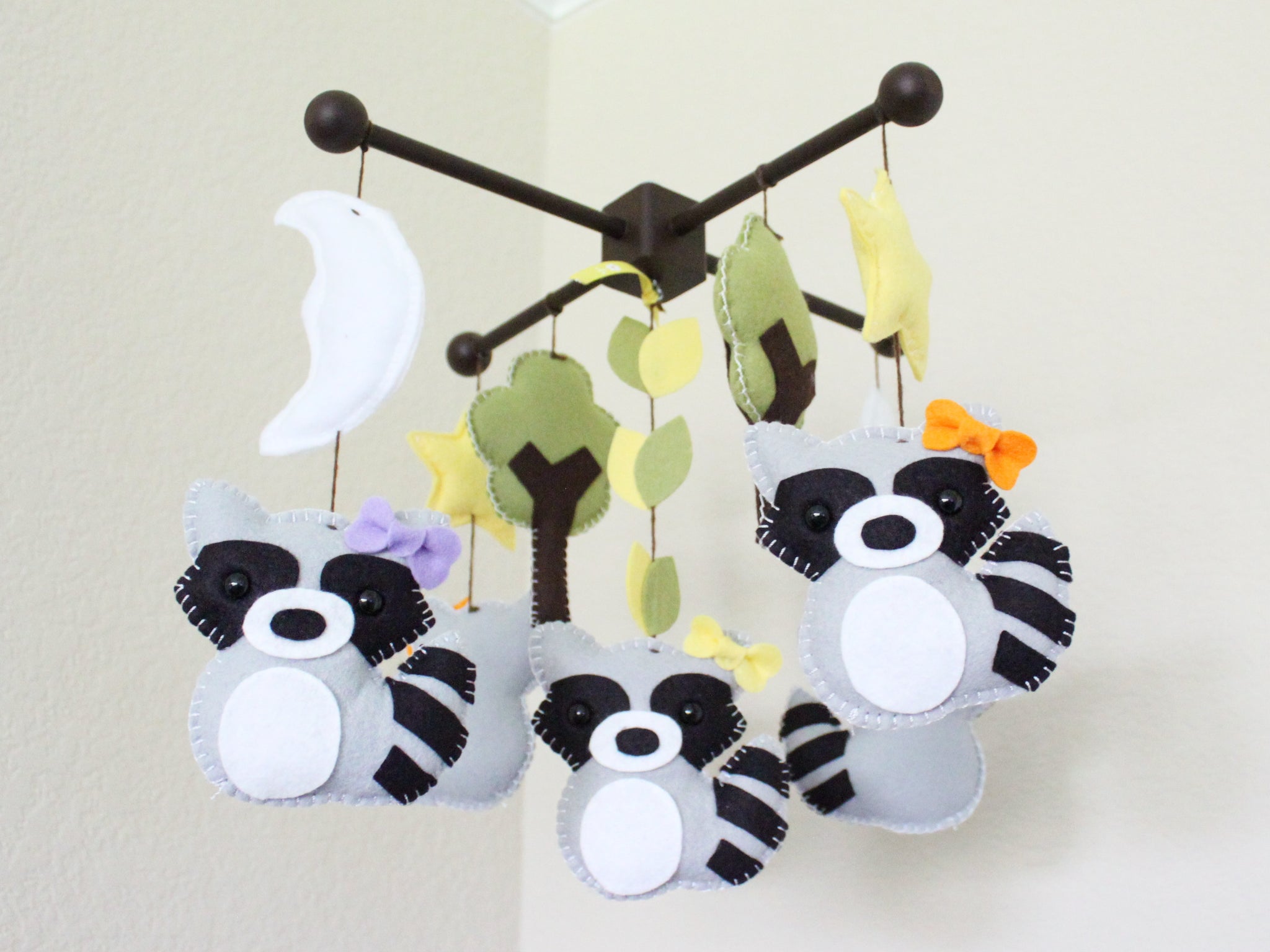 Racoon Mobile, Forest Family Baby Crib Mobile, Nursery Room Decor