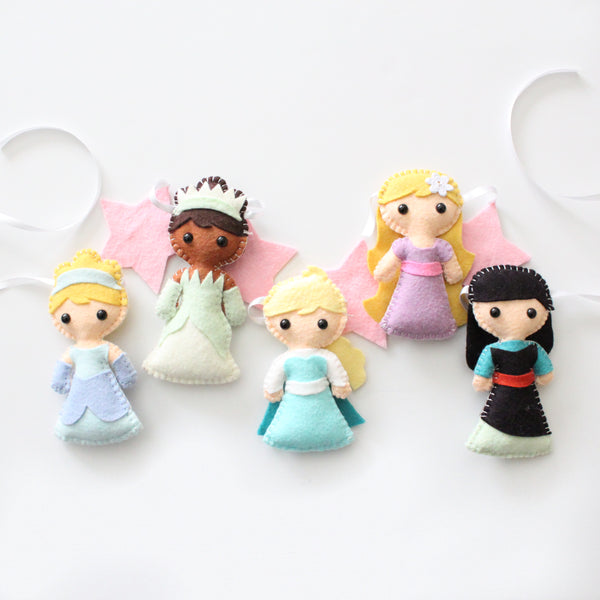 Princess Garland, Stuffed Plush Toys Banner, Nursery Room Girl Wall Decor