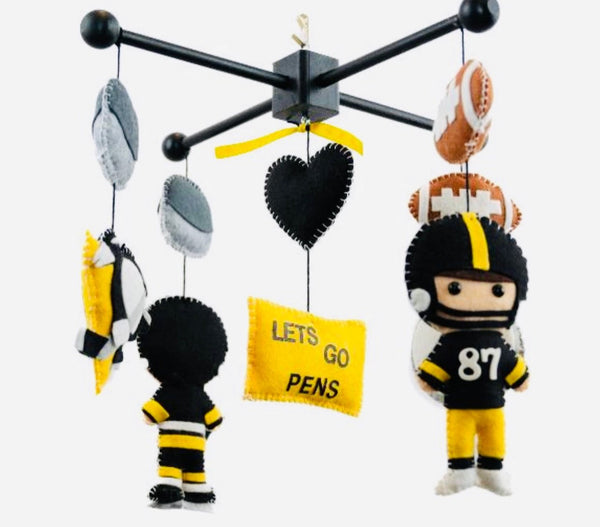 Sports Mobile, Hockey and Football Fan Baby Crib Mobile, Boys Nursery Room Decor