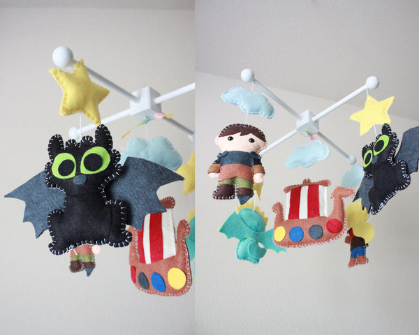 How to Train your Dragon Mobile, Dragons Vikings Crib Mobile, Nursery