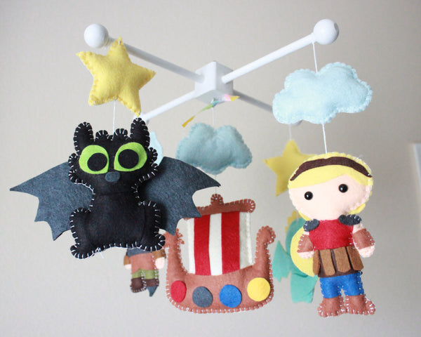 How to Train your Dragon Mobile, Dragons Vikings Crib Mobile, Nursery