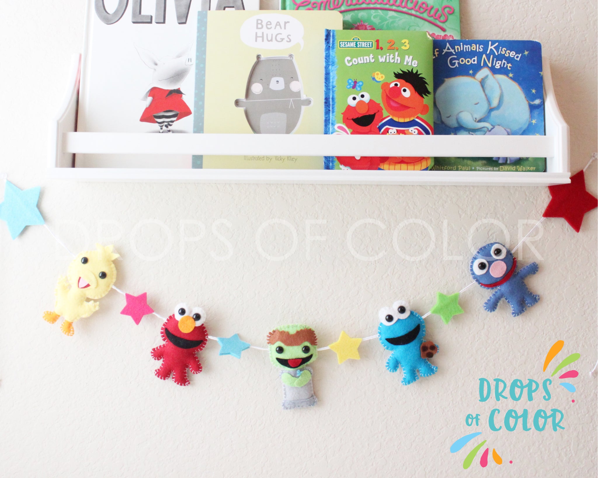 Sesame Street Garland, Stuffed Plush Toys Banner, Nursery Room Wall Decor, Elmo Big Bird