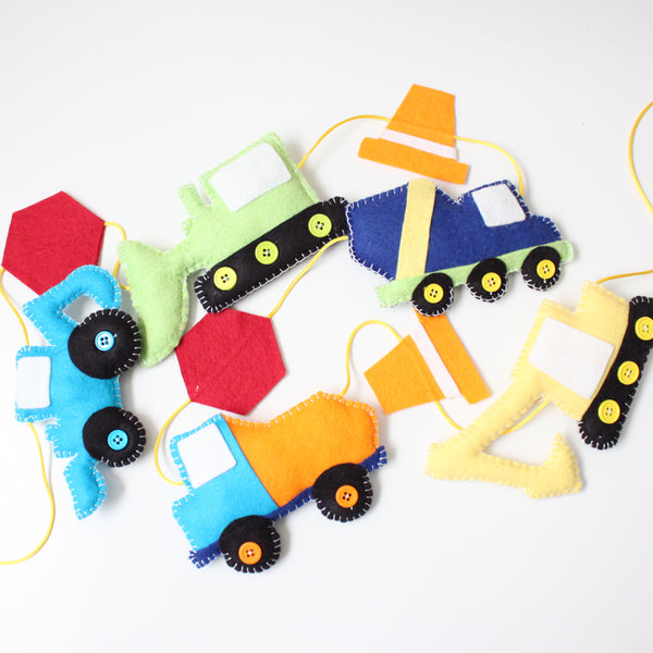 Construction Trucks Garland, Stuffed Plush Toys Banner, Nursery Room Wall Decor