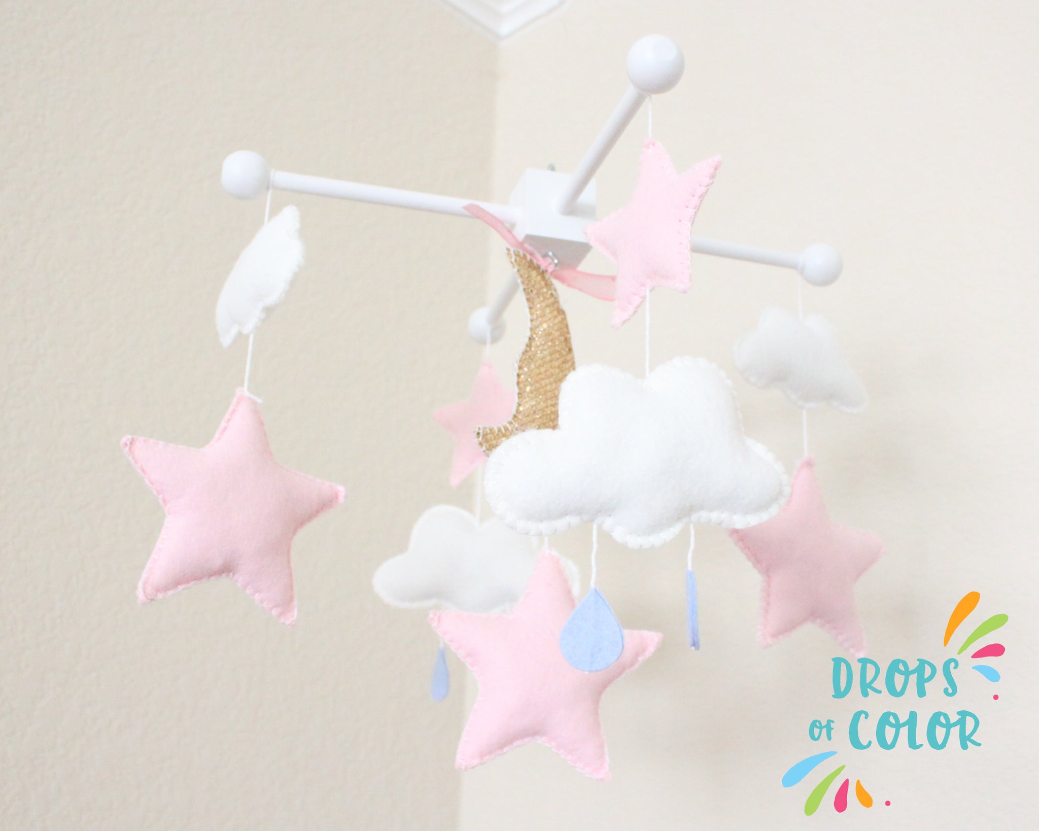 Starry Night Mobile, Baby Crib Mobile, Clouds and Stars Nursery Room Decor