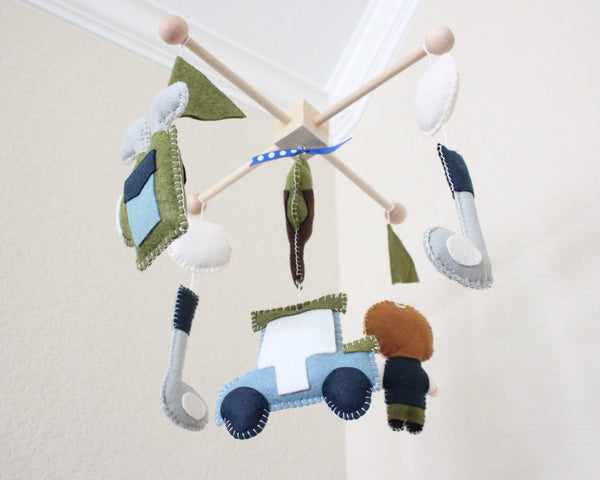 Golf Mobile, Baby Crib Mobile, Golf Sports Boys Nursery Room Decor