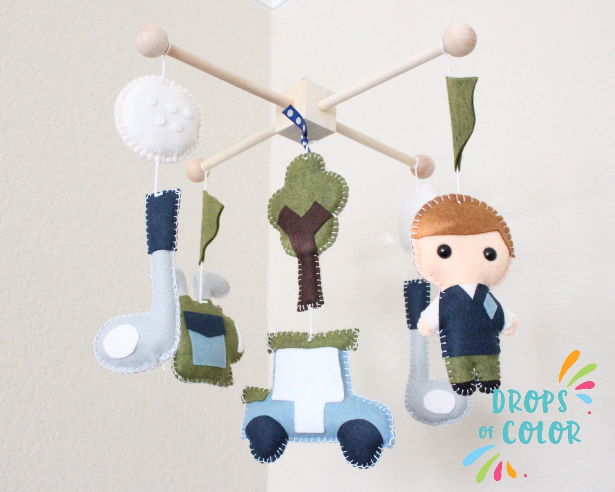 Golf Mobile, Baby Crib Mobile, Golf Sports Boys Nursery Room Decor