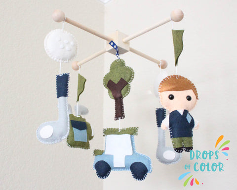 Golf Mobile, Baby Crib Mobile, Golf Sports Boys Nursery Room Decor