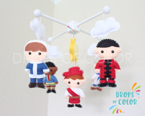 It's a Small World Mobile, Baby Crib Mobile, Nursery Wall Decor, Boys around the World