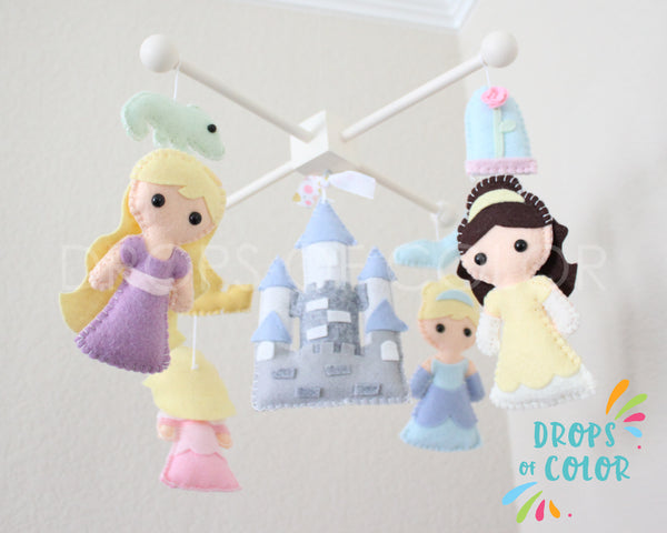 Princess Mobile, Baby Crib Mobile, Nursery Inspired by Princesses and Castle, Princess Nursery Room Decor