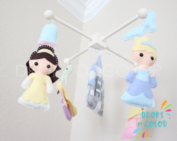Princess Mobile, Baby Crib Mobile, Nursery Inspired by Princesses and Castle, Princess Nursery Room Decor