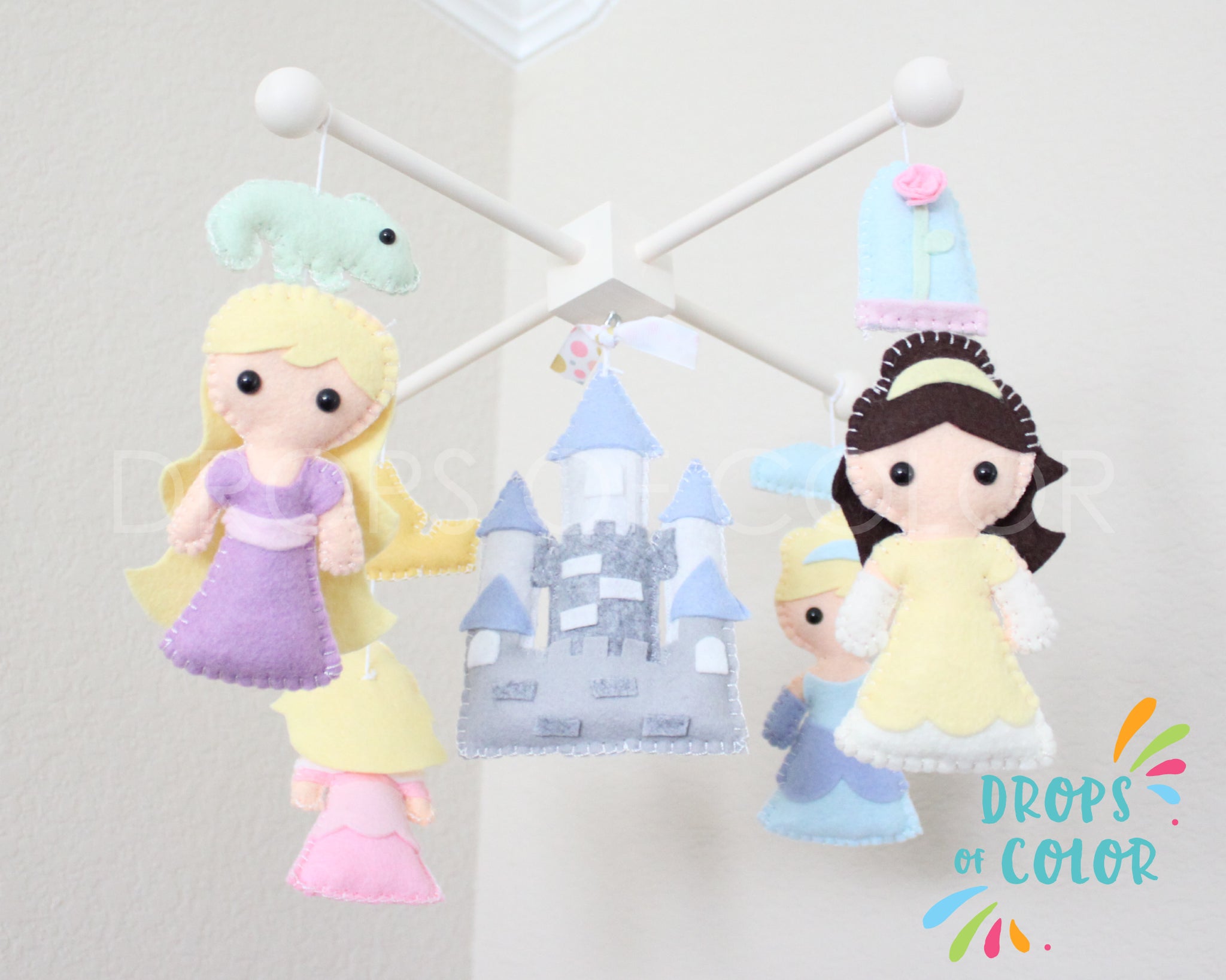 Princess Mobile, Baby Crib Mobile, Nursery Inspired by Princesses and Castle, Princess Nursery Room Decor