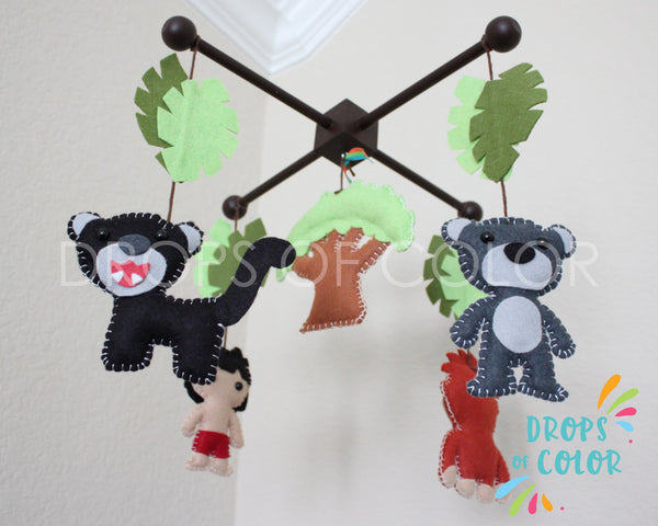 Jungle Book Mobile, Baby Crib Mobile, Jungle Animals Story Nursery Wall Decor