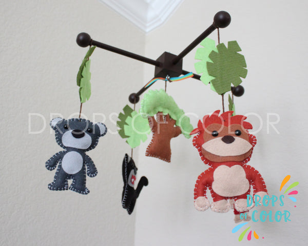 Jungle Book Mobile, Baby Crib Mobile, Jungle Animals Story Nursery Wall Decor