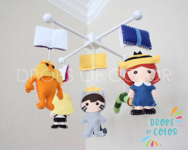 Story Time Mobile, Baby Crib Mobile, Books Nursery Rhymes Room Decor