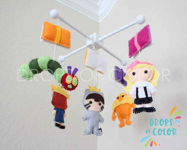 Story Time Mobile, Baby Crib Mobile, Books Nursery Rhymes Room Decor