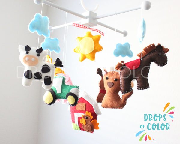 Farm Mobile, Baby Crib Mobile, Old McDonald Farm Animals, Nursery Room Decor