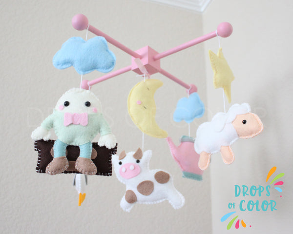 Humpty Dumpty Mobile, Baby Crib Mobile, Nursery Rhymes Room Decor