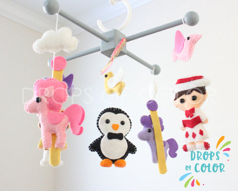 Mary Poppins Mobile, Baby Crib Mobile, Nursery Decor Inspired by Mary Poppins Carousel