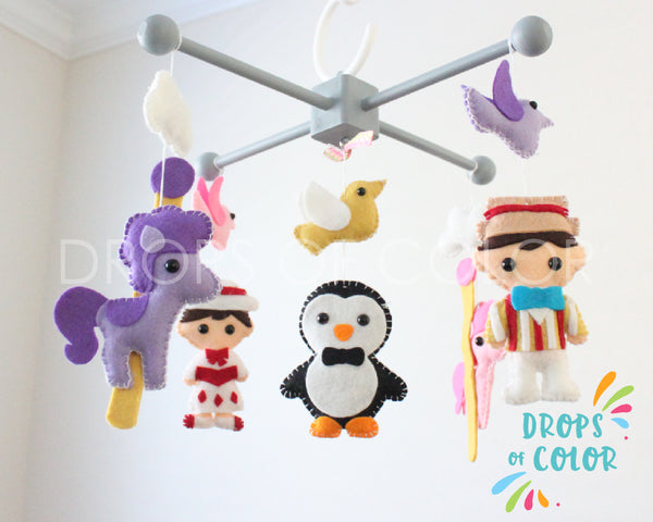 Mary Poppins Mobile, Baby Crib Mobile, Nursery Decor Inspired by Mary Poppins Carousel
