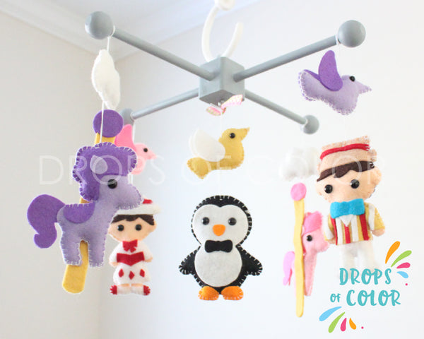 Mary Poppins Mobile, Baby Crib Mobile, Nursery Decor Inspired by Mary Poppins Carousel