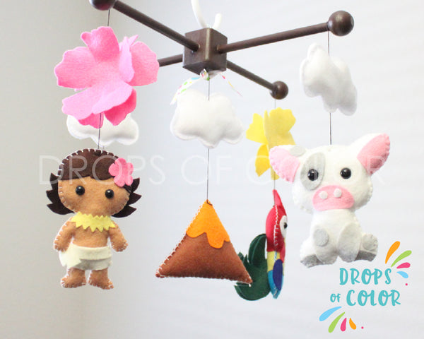 Moana Mobile, Baby Crib Mobile, Nursery Inspired by Moana, Princess Nursery Decor