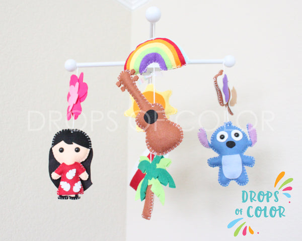 Hawaiian Mobile, Baby Crib Mobile, Inspired by Lilo and Stitch, Beach Nursery Room Decor