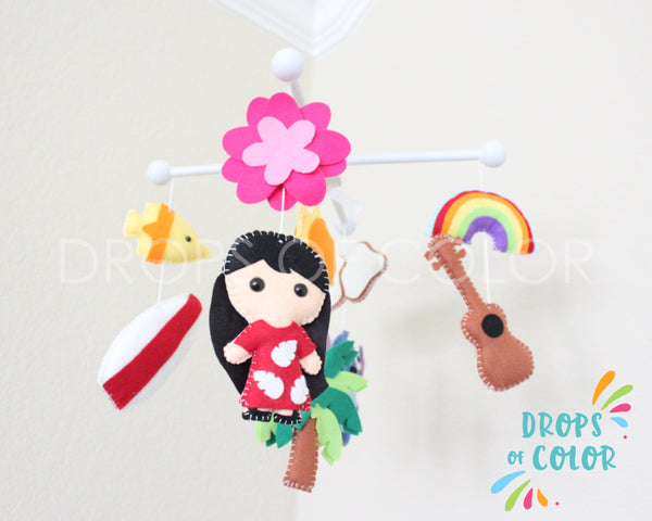 Hawaiian Mobile, Baby Crib Mobile, Inspired by Lilo and Stitch, Beach Nursery Room Decor