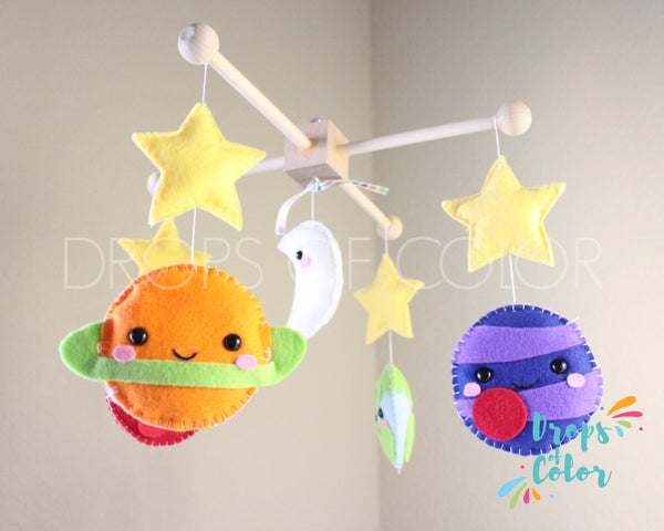 Planets Mobile, Baby Crib Mobile, Solar System, Space Planets, Nursery Room Decor