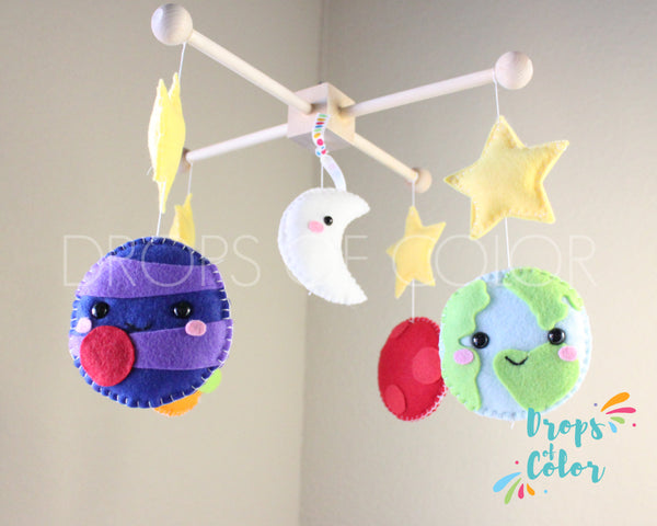 Planets Mobile, Baby Crib Mobile, Solar System, Space Planets, Nursery Room Decor