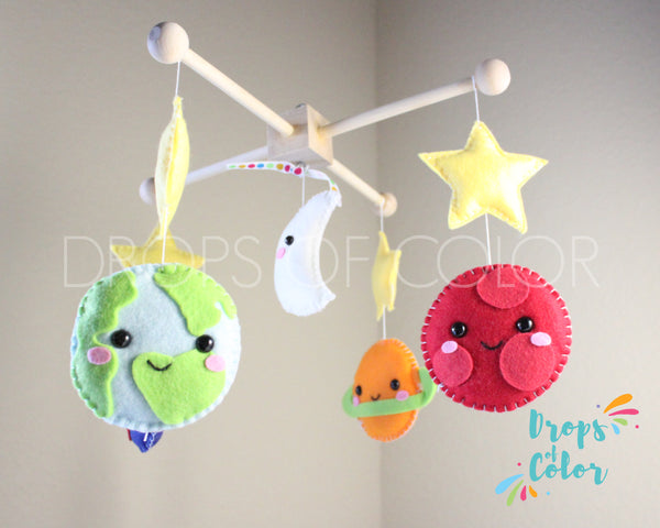 Planets Mobile, Baby Crib Mobile, Solar System, Space Planets, Nursery Room Decor