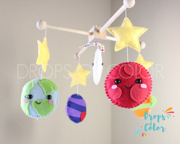 Planets Mobile, Baby Crib Mobile, Solar System, Space Planets, Nursery Room Decor