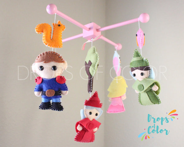 Sleeping Beauty Mobile, Baby Crib Mobile, Nursery Inspired by Princess Aurora, Princesses Nursery Decor