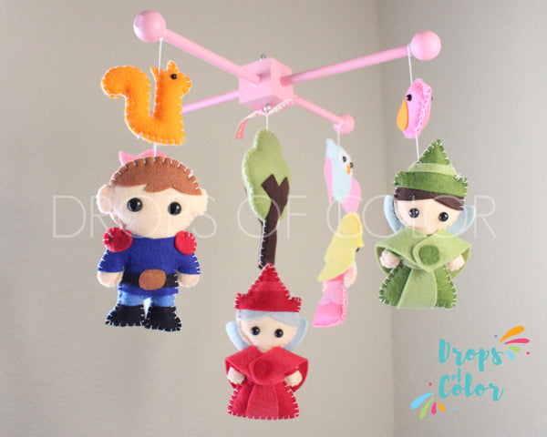 Sleeping Beauty Mobile, Baby Crib Mobile, Nursery Inspired by Princess Aurora, Princesses Nursery Decor