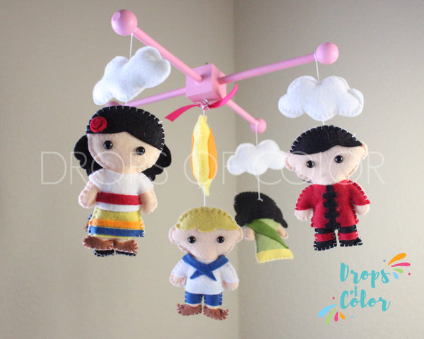 It's a Small World Mobile, Baby Crib Mobile, Nursery Wall Decor, Kids around the World