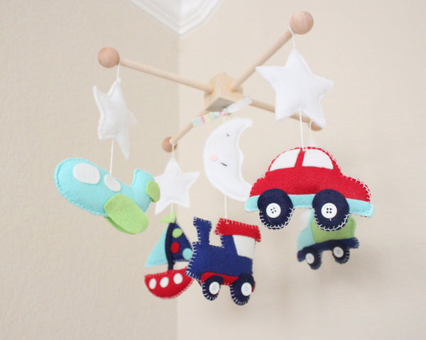 Transportation Mobile, Baby Crib Mobile, Car Train Nursery Room Decor