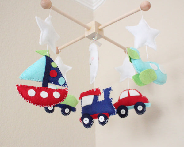Transportation Mobile, Baby Crib Mobile, Car Train Nursery Room Decor