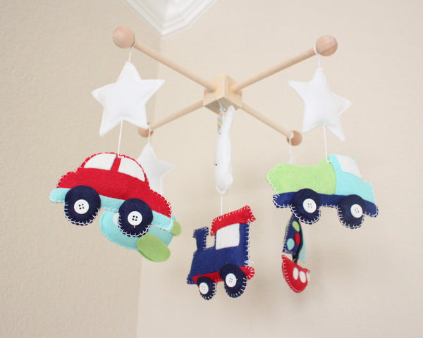 Transportation Mobile, Baby Crib Mobile, Car Train Nursery Room Decor