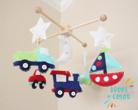 Transportation Mobile, Baby Crib Mobile, Car Train Nursery Room Decor