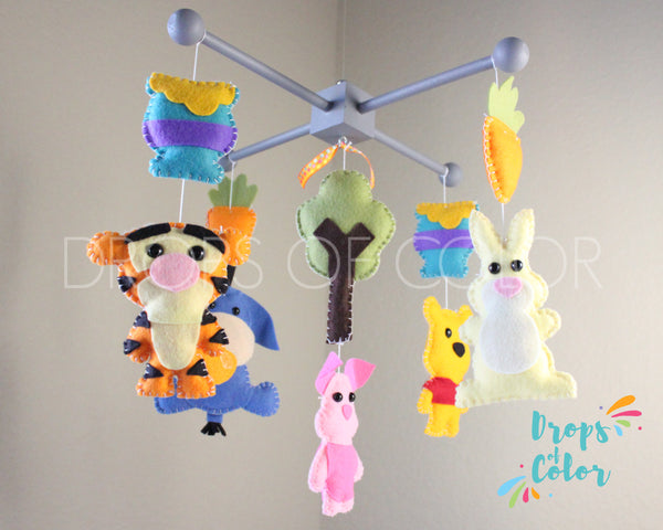 Winnie the Pooh Mobile, Baby Crib Mobile, Nursery Inspired by Pooh & Tiger, Nursery Room Decor