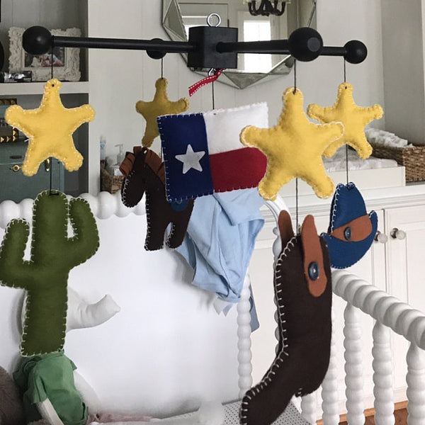 Cowboy Mobile, Baby Crib Mobile, Rodeo Horse Nursery Room Decor