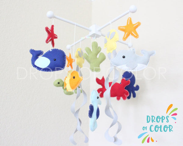 Ocean Mobile, Baby Crib Mobile, Under the Sea Creatures Nursery Room Decor