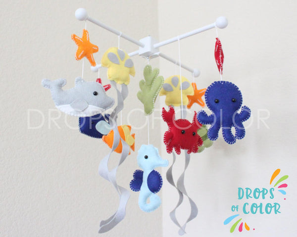 Ocean Mobile, Baby Crib Mobile, Under the Sea Creatures Nursery Room Decor