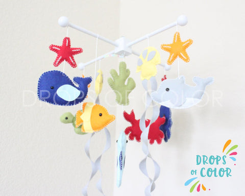 Ocean Mobile, Baby Crib Mobile, Under the Sea Creatures Nursery Room Decor
