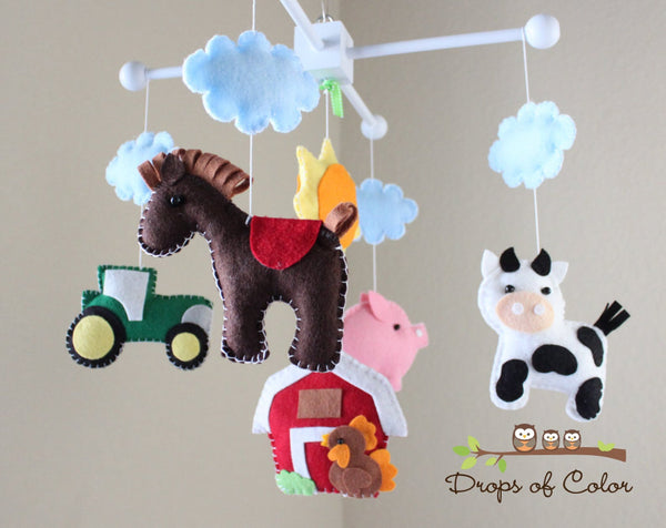 Farm Mobile, Baby Crib Mobile, Old MacDonald Nursery Room Decor