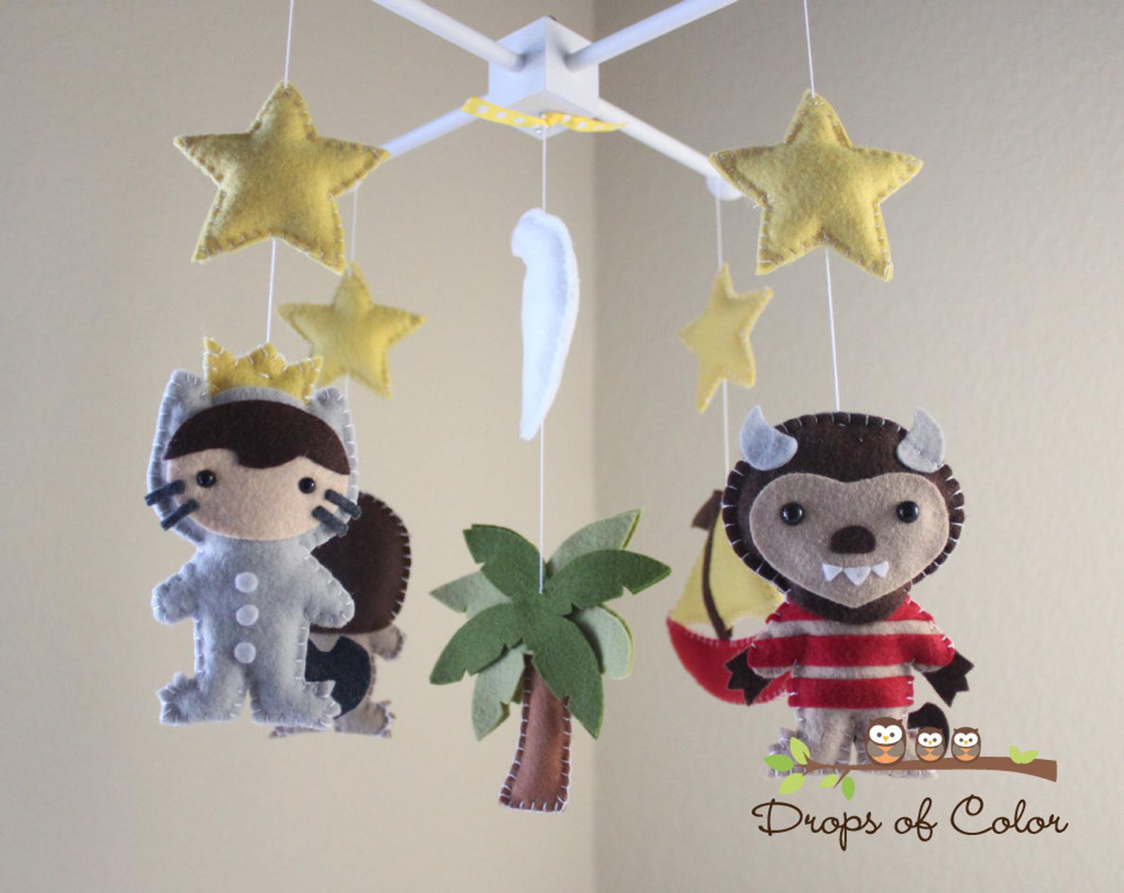Monsters Mobile, Baby Crib Mobile, Nursery Decor Inspired by Where the Wild Things Are