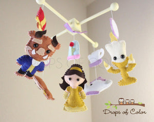 Princess Mobile, Baby Crib Mobile, Nursery Inspired by Beauty and the Beast, Girl Nursery Room Decor