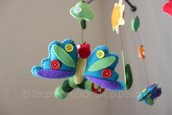 Butterflies Mobile, Baby Crib Mobile, Hungry Caterpillar Story Book Nursery Room Decor