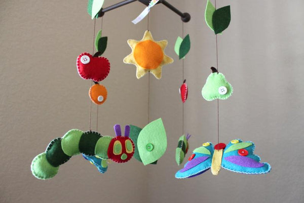 Butterflies Mobile, Baby Crib Mobile, Hungry Caterpillar Story Book Nursery Room Decor