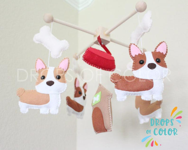 Corgi Mobile, Baby Crib Mobile, Corgi Dog Pets Nursery Room Decor, England Wall Art