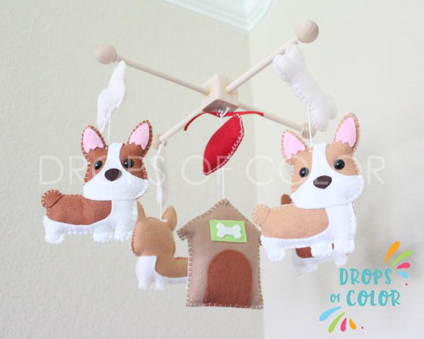 Corgi Mobile, Baby Crib Mobile, Corgi Dog Pets Nursery Room Decor, England Wall Art